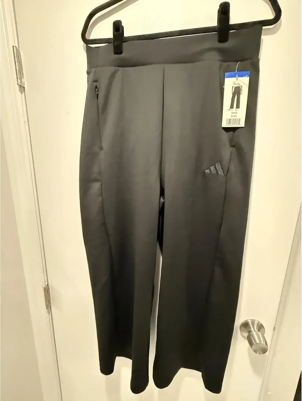 NWT Adidas Women's Active Pants With Zipped Pockets Wide Leg Black Size L
